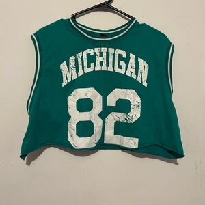 vintage michigan 82 jersey style crop top